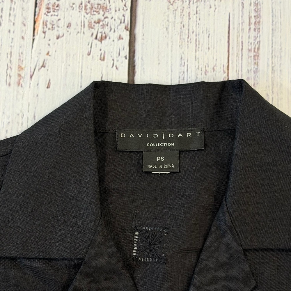David Dart Womens Size PS. Black 100% Linen Shirt Pearlescent Button Long Sleeve - Picture 3 of 6